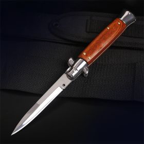 Portable Folding Knife Outdoor Anti-height Hardness Knife (Option: Mahogany handle)