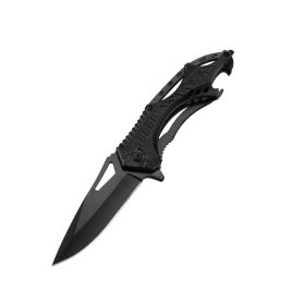 Folding Knife Outdoor Survival Tactical Pocket Blade Camping Hiking Hunting Fishing Tools (Color: Black)