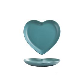 Nordic Love Creative Plate Heart-shaped Couple Dinner Plate Saucer Ceramic Cutlery (Option: Green-8inches)