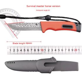 Survival Master Damascus Steel Tactics Straight Knife (Color: Orange)