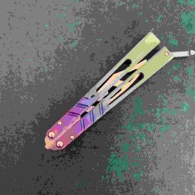 Outdoor Fancy Swinging Knife Camping Folding Knife Cold Weapon Travel Fruit Knife (Option: Gradient purple)