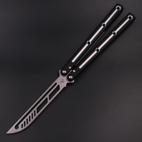 Non Slip Integrated Aluminum Alloy Handle Shaft Sleeve Structure Butterfly Knife (Color: Black)