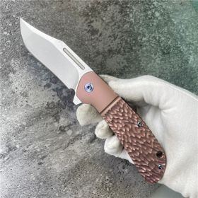 Alloy High Hardness Powder Steel Folding Knife Titanium (Option: Rose Red)