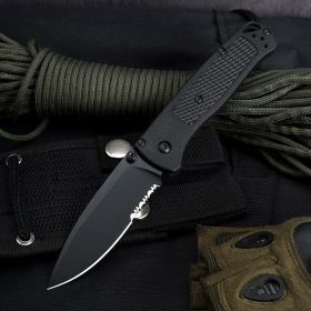 Outdoor Small Survival Folding Knife (Option: Black-Halftooth)