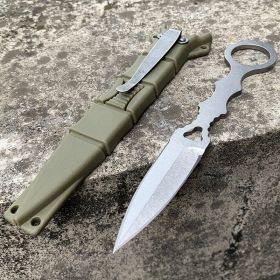 Outdoor Claw Survival Small Straight Knife High Hardness Defense (Color: Silver)