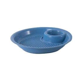 1pc Dumpling Tray; Drain Double-layer Plate With Vinegar Plate; Household Round Plastic Large Dinner Plate; Tray For Dumplings (Color: Blue)