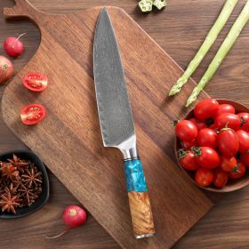 Chef Western Style Steel Knife With Resin Handle (Option: Blue water)